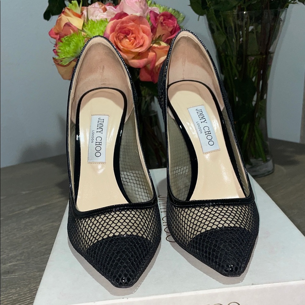 Jimmy Choo Black Mesh Heels